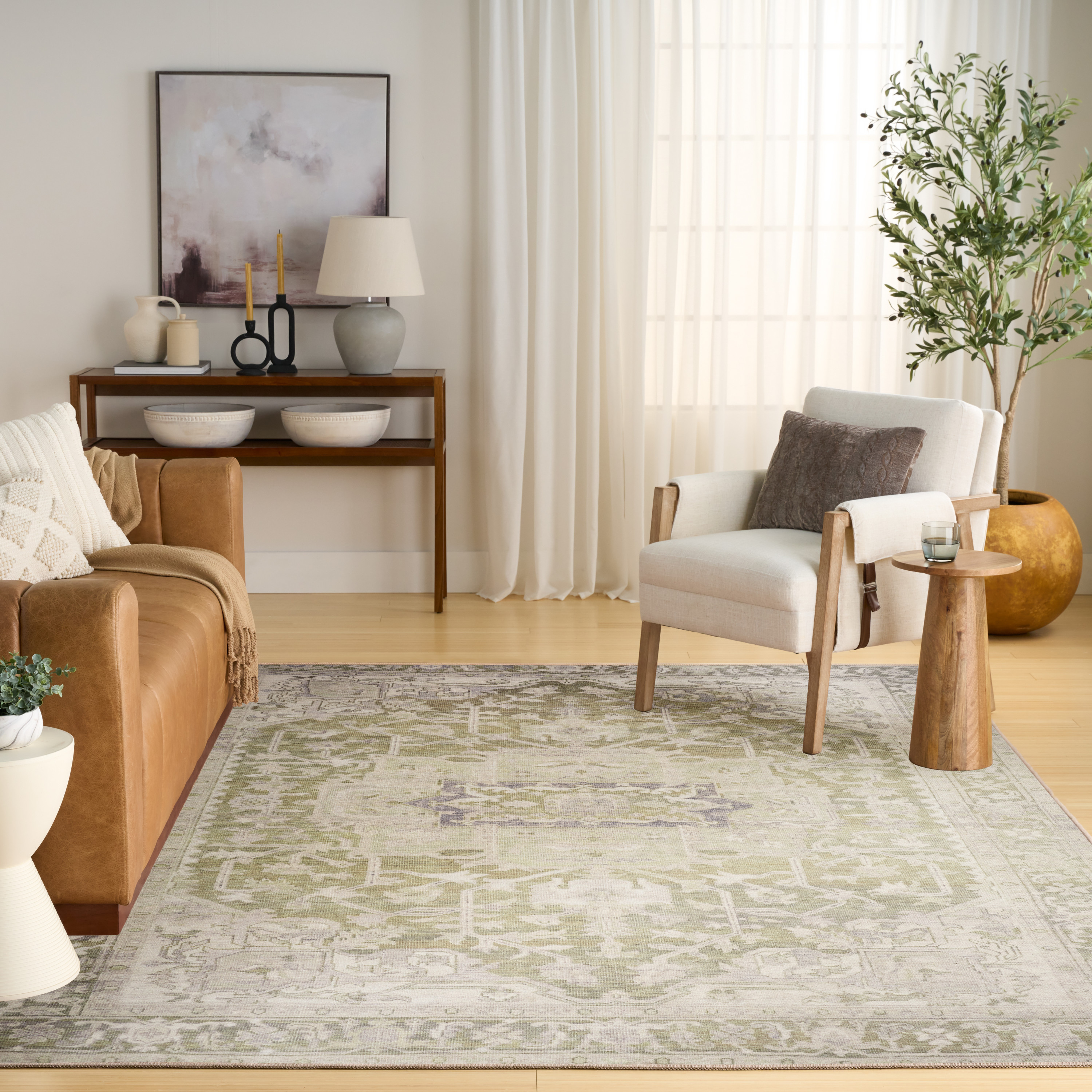 Nourison Vintage Washables 9'10" x 13'2" Green Vintage Indoor Rug