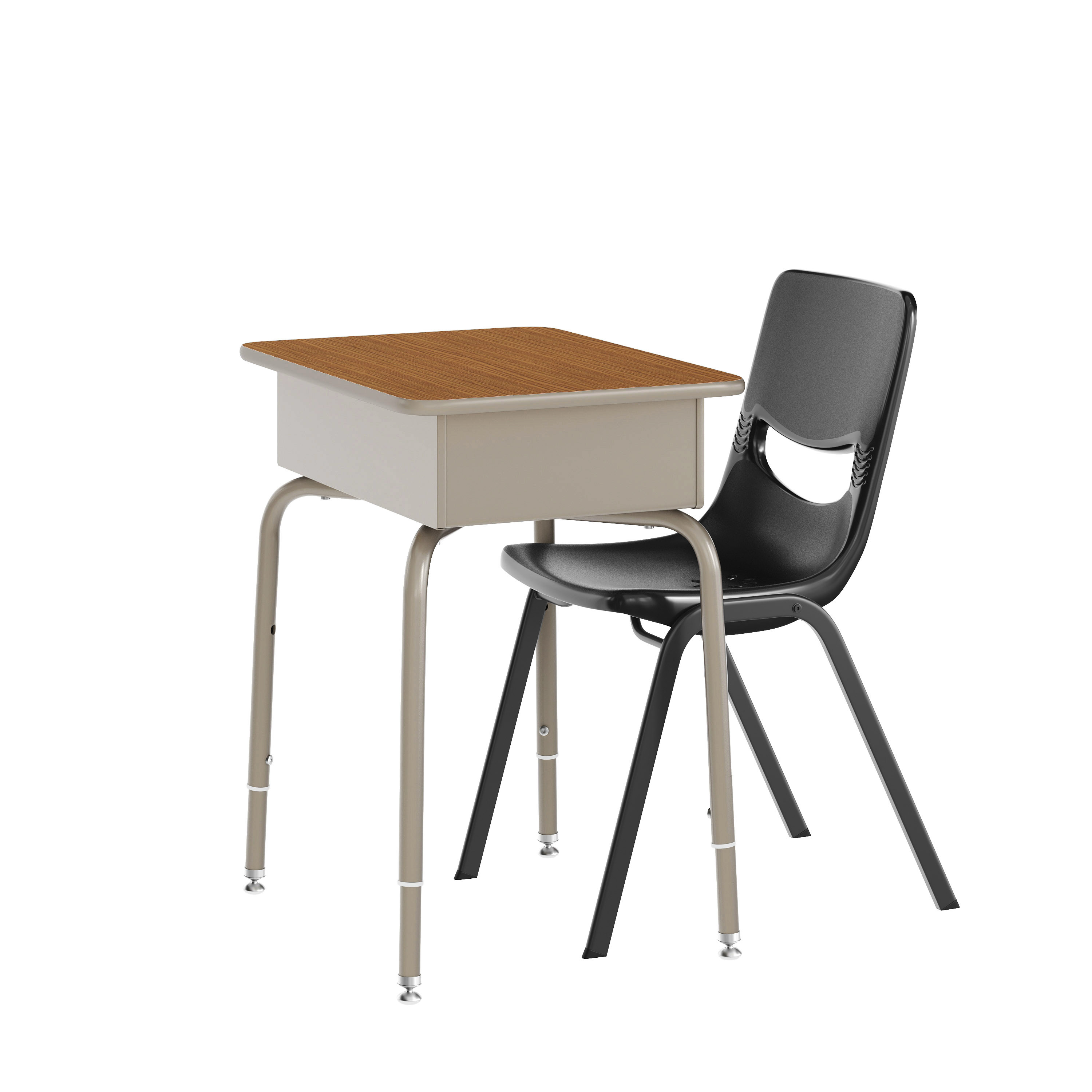 Jacobs Desk/Chair Set with Metal Open Front Storage Box, Gray Granite Desktop...