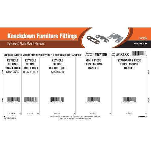 Knockdown Furniture Fittings Assortment (Keyhole & Flush Mount Hangers)