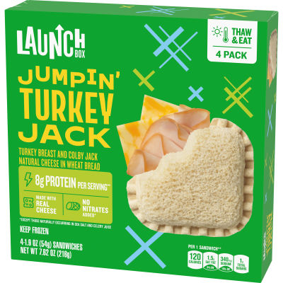 LaunchBox Jumpin' Turkey & Colby Jack Cheese Frozen Sandwiches, 4 ct Box