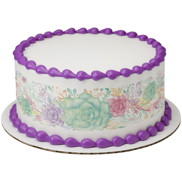 Fresh Rain Watercolor PhotoCake® Edible Image® Strips
