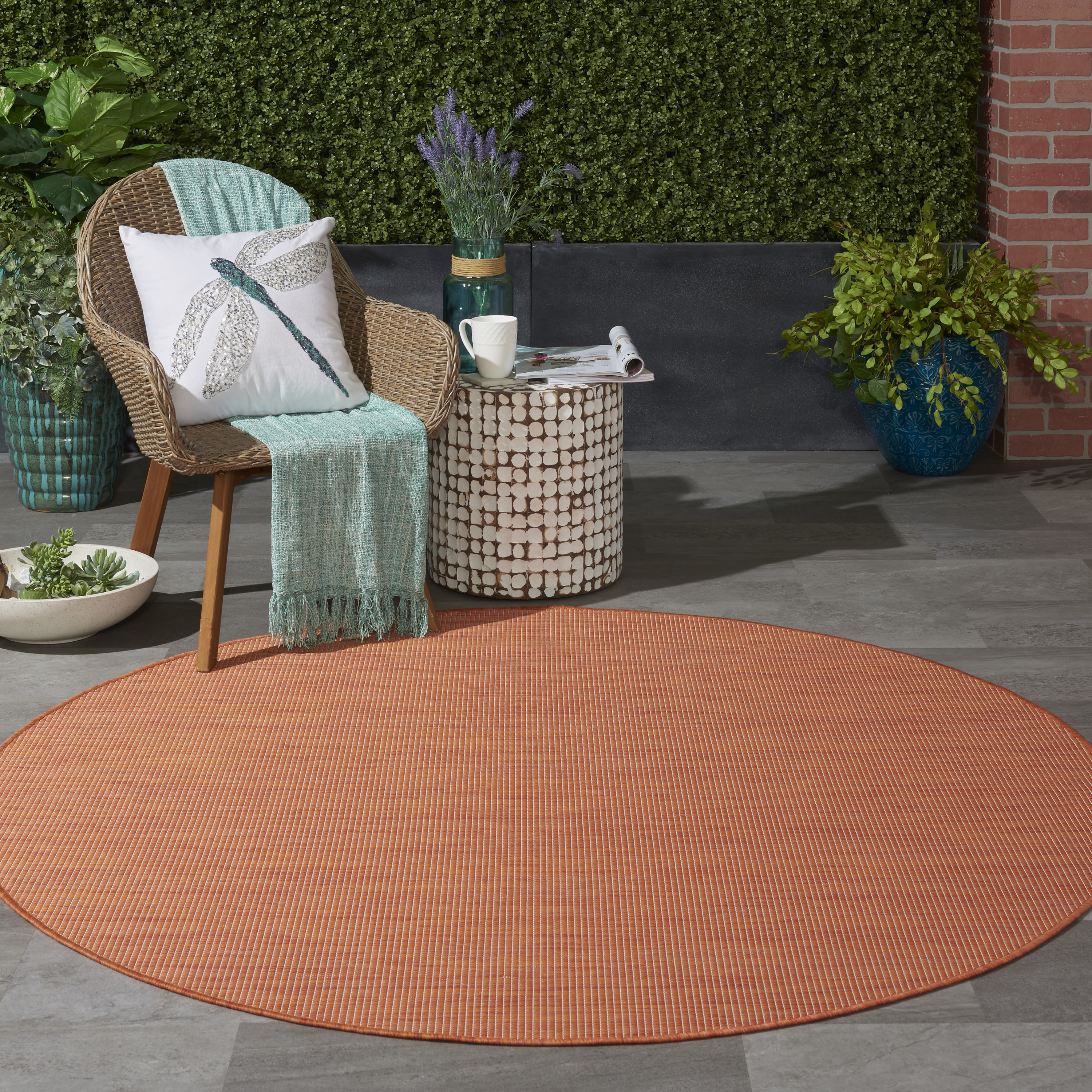 Nourison Positano 6' x Round Terracotta Modern Rug