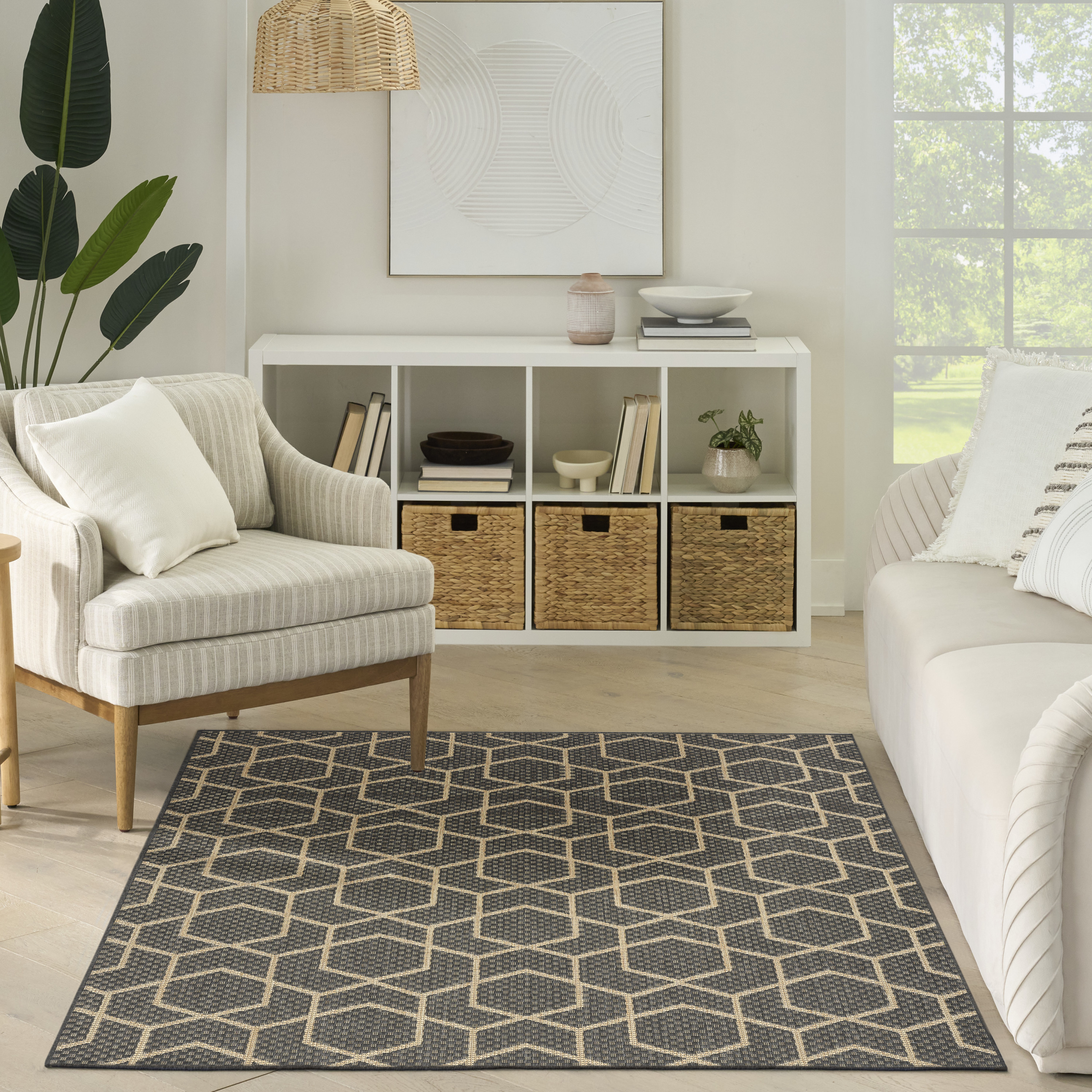 Nourison Horizon Indoor/Outdoor 4' x 6' Charcoal Modern Rug