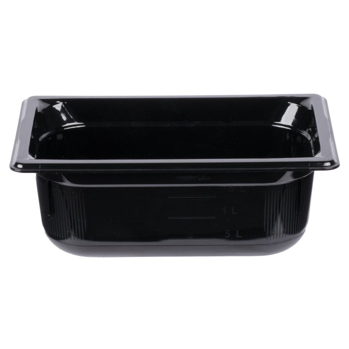 Fourth-size 4-inch-deep Super Pan® low-temperature plastic pan in black