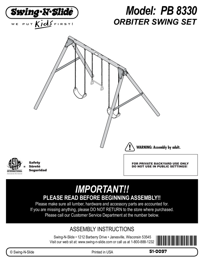SwingNSlide Orbiter Wooden Swing Set
