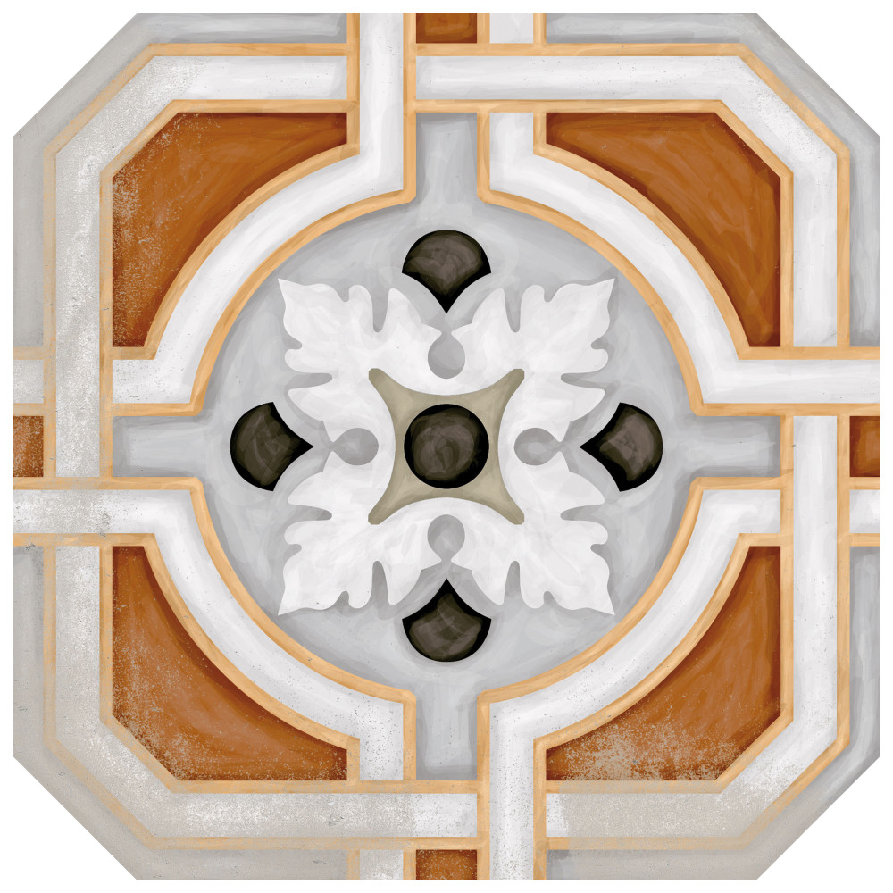 Vaudeville Octagon Deco Zimer 7-7/8 in. x 7-7/8 in. Porcelain Floor and Wall Tile