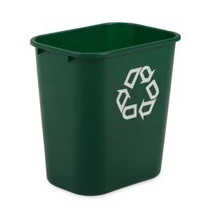 Rubbermaid Commercial, Recycling, 7gal, Resin, Green, Rectangle, Receptacle