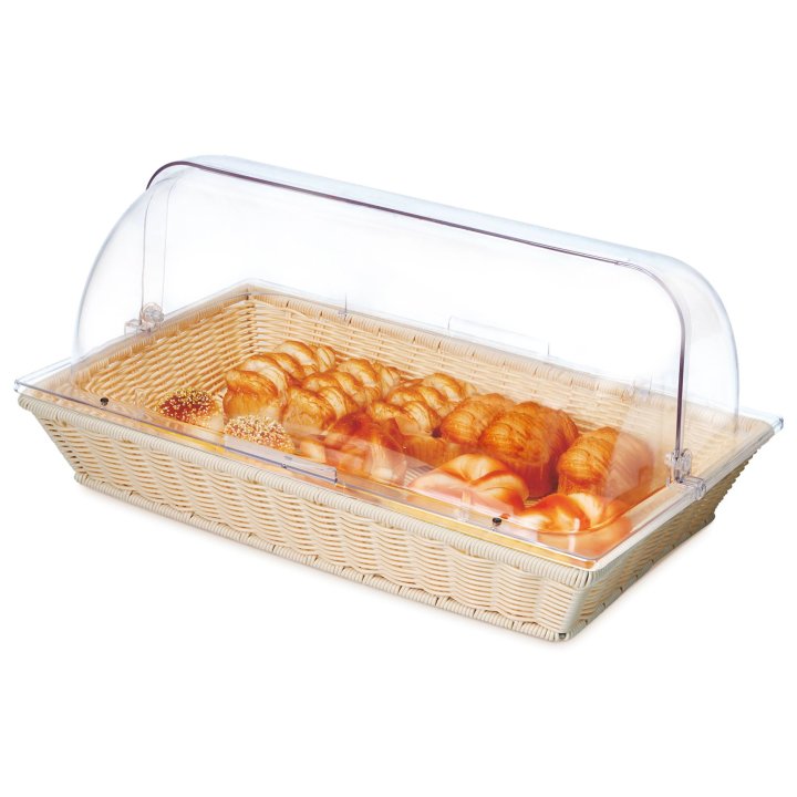 Rolltop lid 53 x 31.5 cm clear polycarbonate for rectangular buffet basket