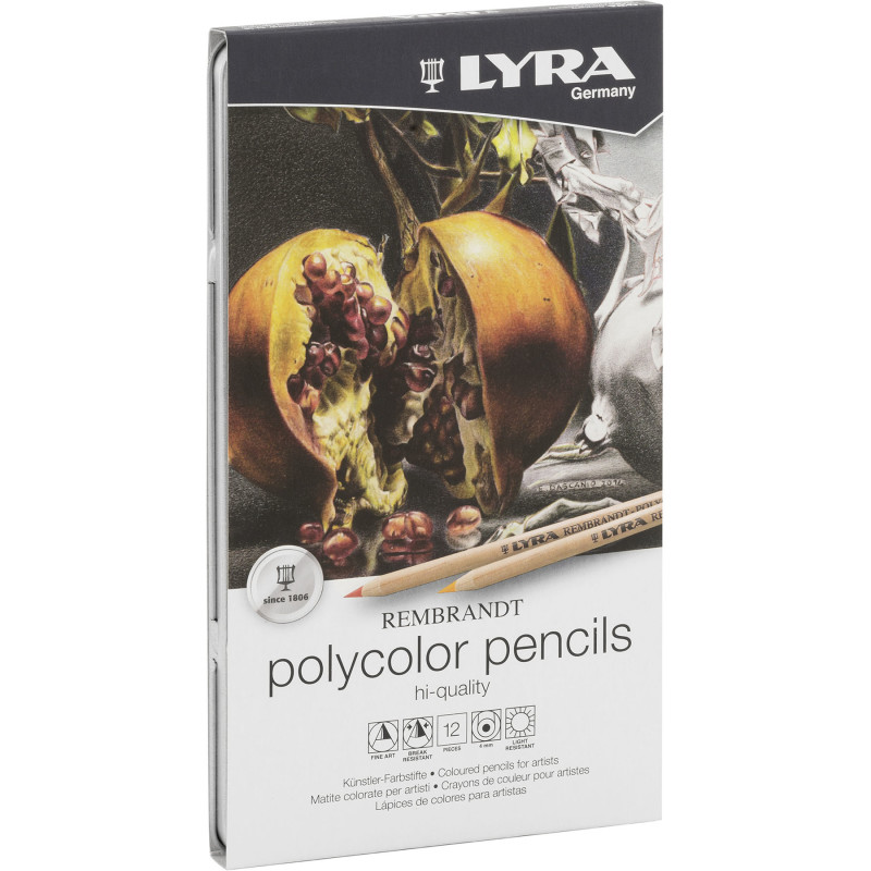Rembrandt Polycolor Colored Pencil Set Tin, Assorted Colors, 12 Pieces