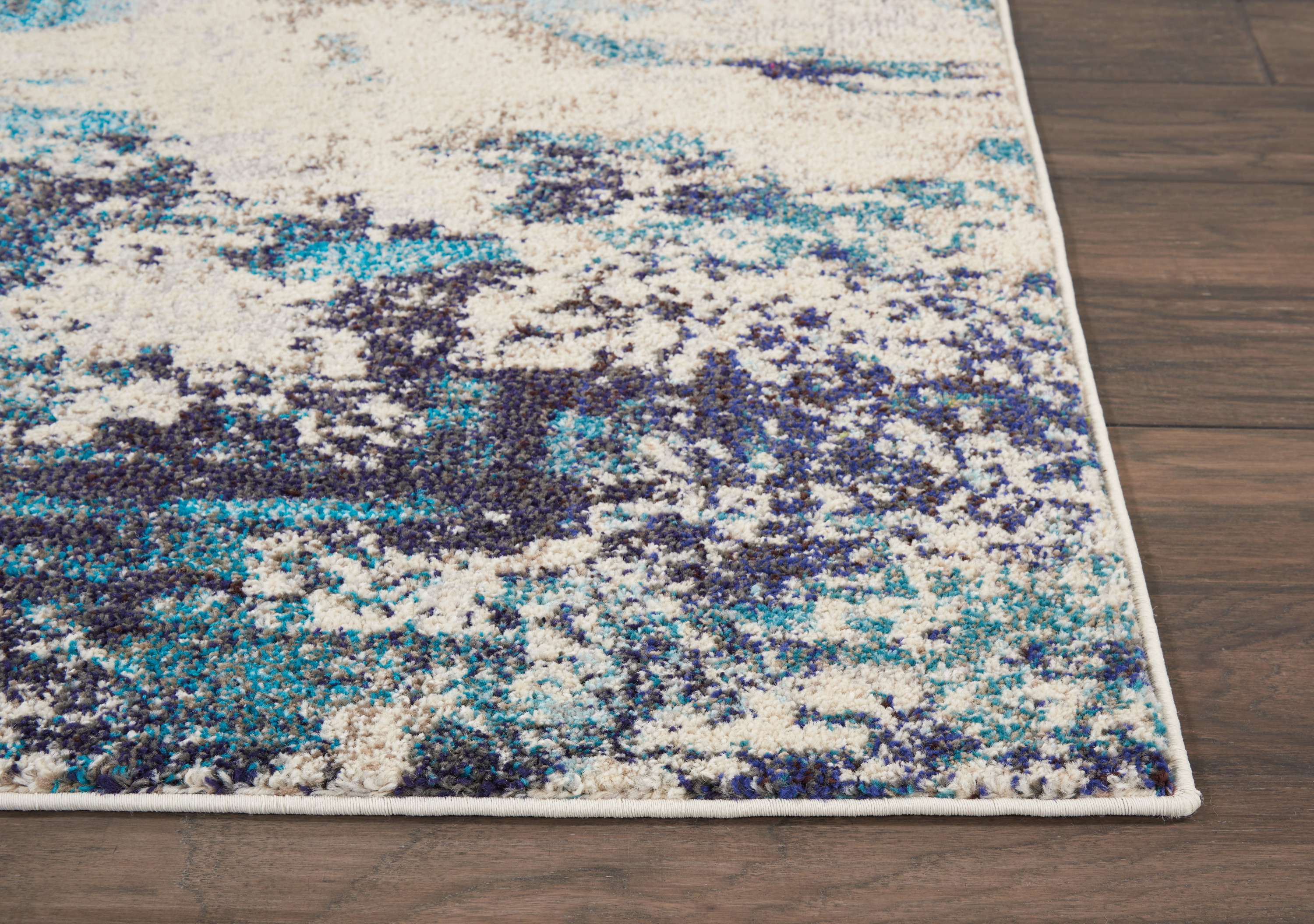 Nourison Celestial 5'3" x 7'3" Ivory Teal Blue Modern Indoor Rug