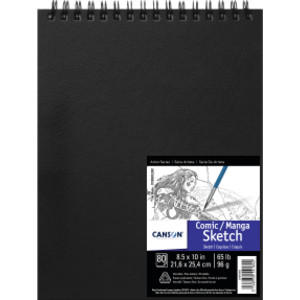 Artist Series Manga Sketch Art Book, Black Cover, Wire Binding, 80 Sheet, 8.5x10 inch, 1 Count