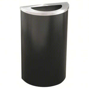 GLR1891BK, Glaro, WasterMaster, 14 gal, Satin Aluminum, Black, Half Round, Receptacle