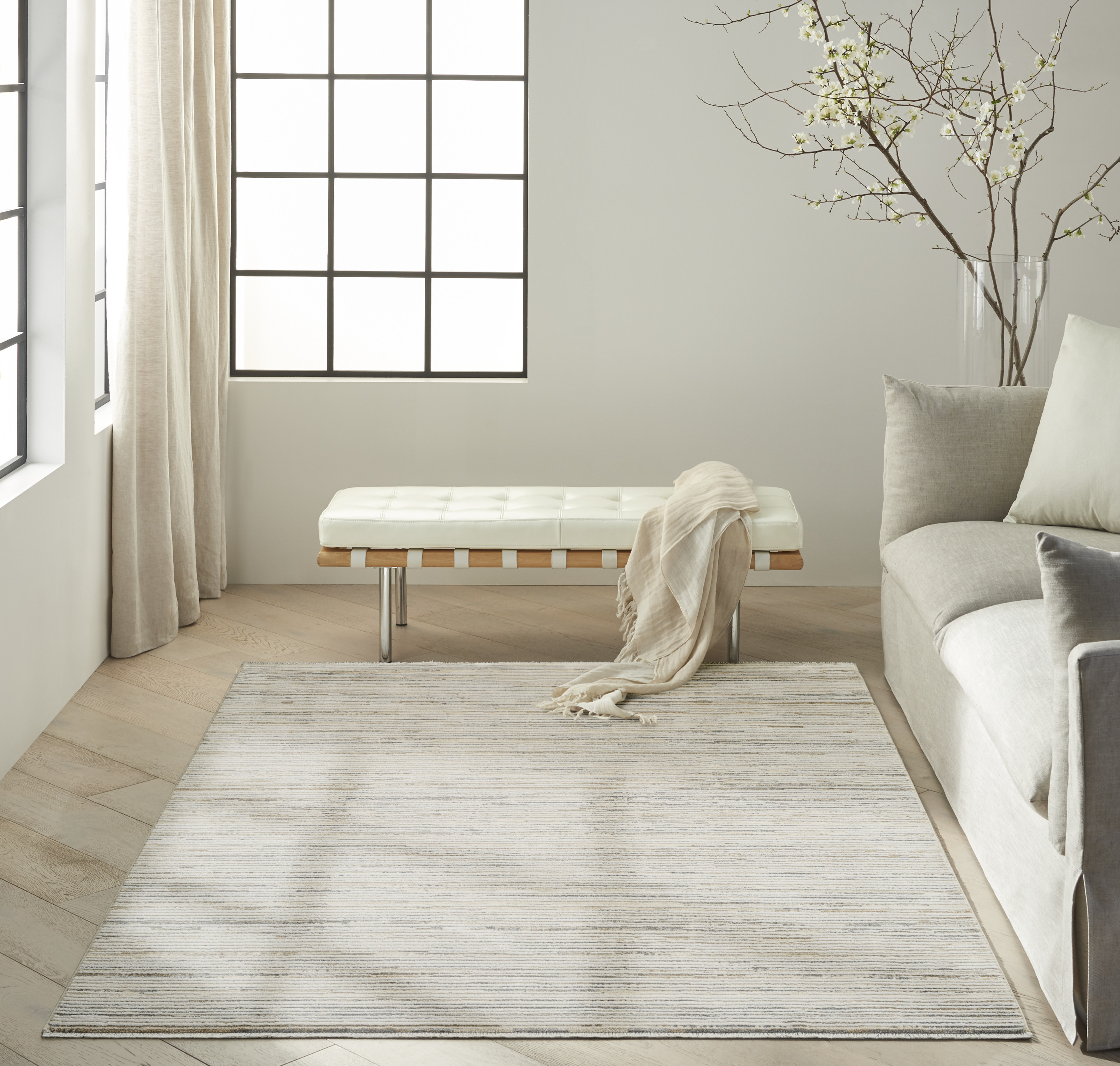 Calvin Klein CK078 Summit 3'11" x 5'11" Ivory Multicolor Modern Indoor Rug