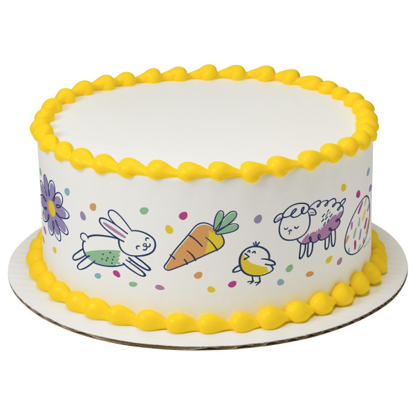 Hoppy Easter Doodle Bunny PhotoCake® Edible Image® Strips