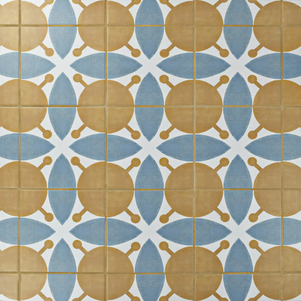 Revival Leaf 7.75x7.75 Square Ceramic Floor and Wall Digital Pattern