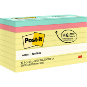 Notes Value Pack, 3 in x 3 in, Canary Yellow, 14 Pads plus 4 Pads in Poptimistic Collection