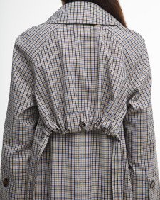Beatrix Check Showerproof Trench Coat Sky Micro Check