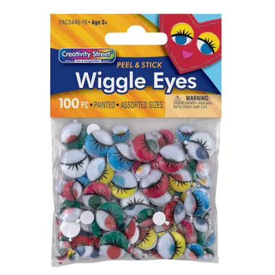 Creativity Street  Peel & Stick Wiggle Eyes, Painted,  Assorted Sizes, 100 Pieces