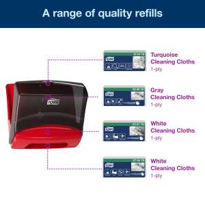 Tork, W4 Performance,  Folded Wiper Dispenser, Black/Red
