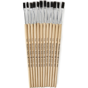 Easle Brushes, 1/4" Wide, Stubby Handle, Natural Bristles, Pack of 12