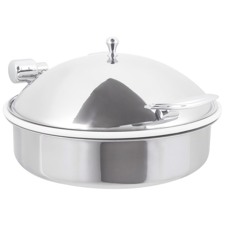 6-quart Intrigue® round stainless steel induction chafer with porcelain food pan