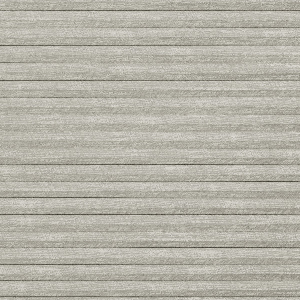 Light-gray textured pleated cellular shades, fully closed across the frame, blocking view and softly diffusing light; neutral interior setting with even, muted lighting and no visible furnishings.