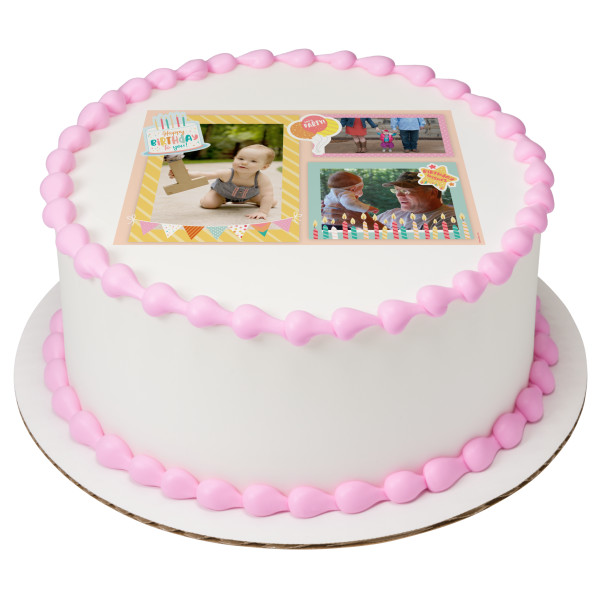 Happy Birthday Collage PhotoCake® Edible Image® Frame