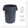 Boardwalk, 44 gal, Plastic, Gray, Round, Receptacle