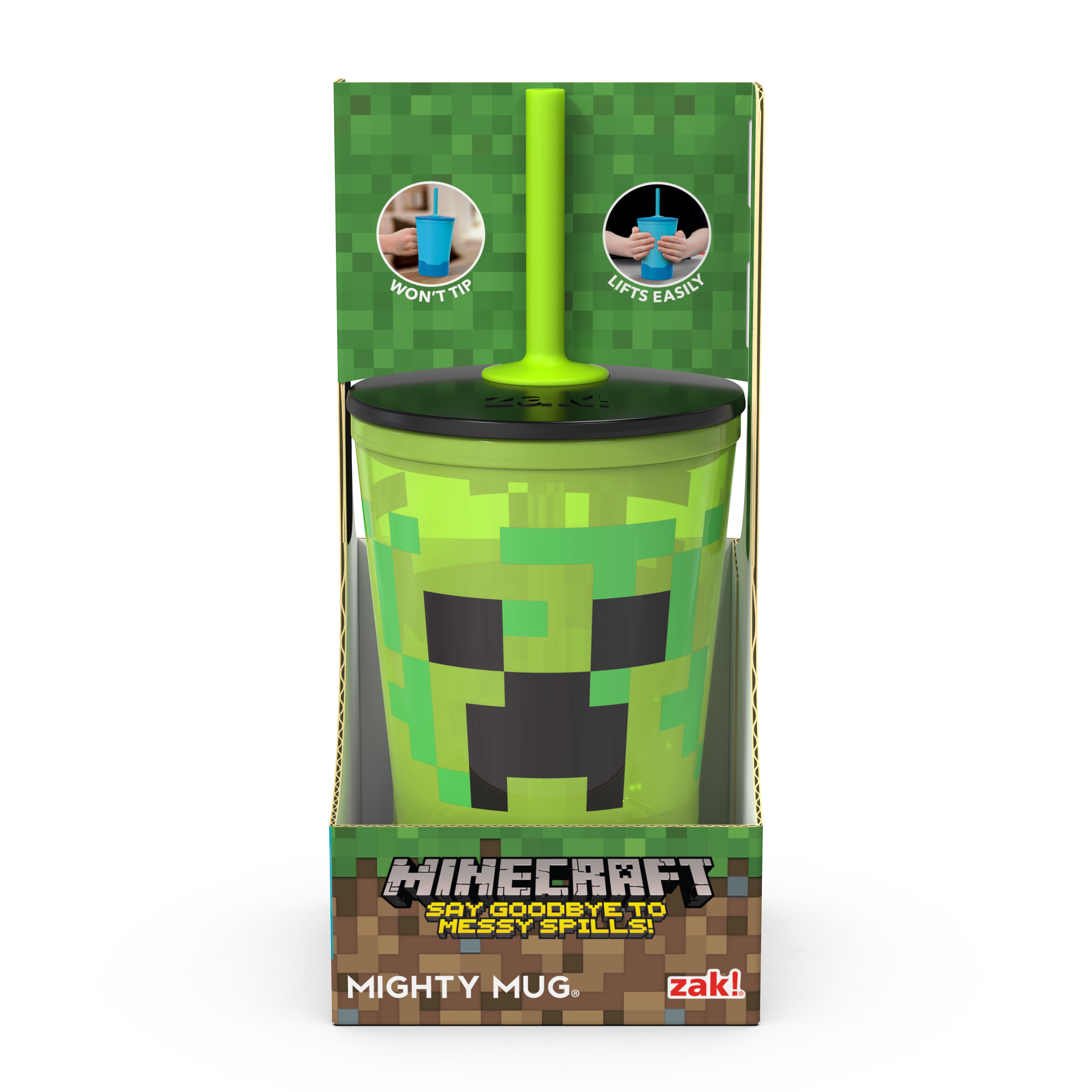 Minecraft 16 ounce Mighty Mug Tumbler with Straw, Creeper slideshow image 4 Minecraft 16 ounce Mighty Mug Tumbler with Straw, Creeper slideshow image 4