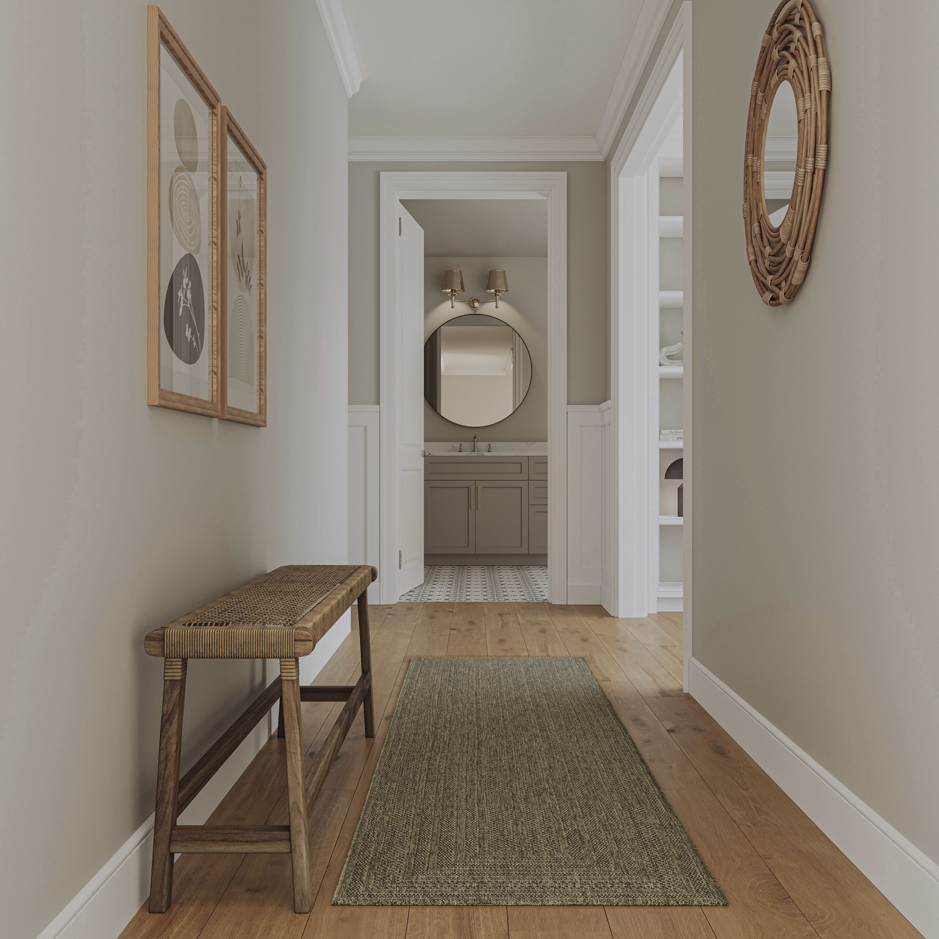 Nourison Tulum 2'2" x 8' Olive Outdoor Rug