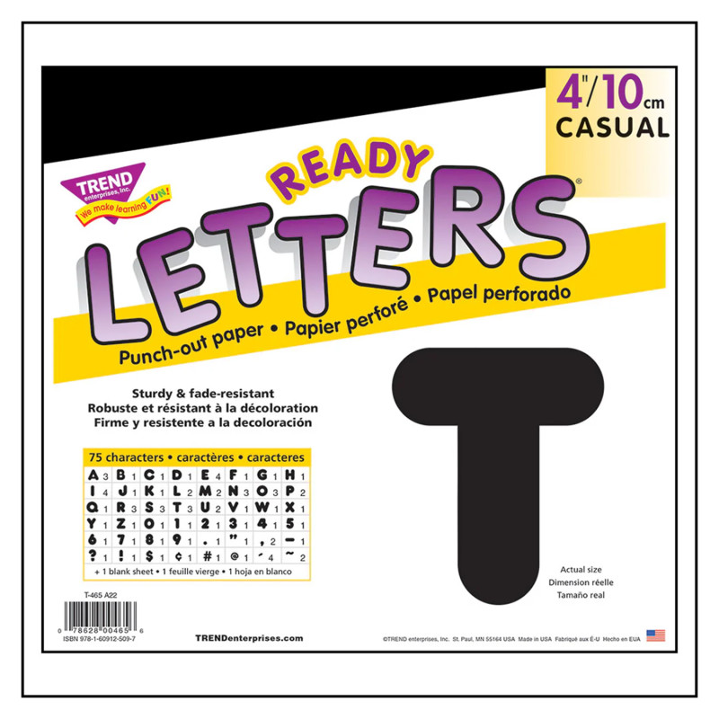 Black 4" Casual Uppercase Ready Letters®
