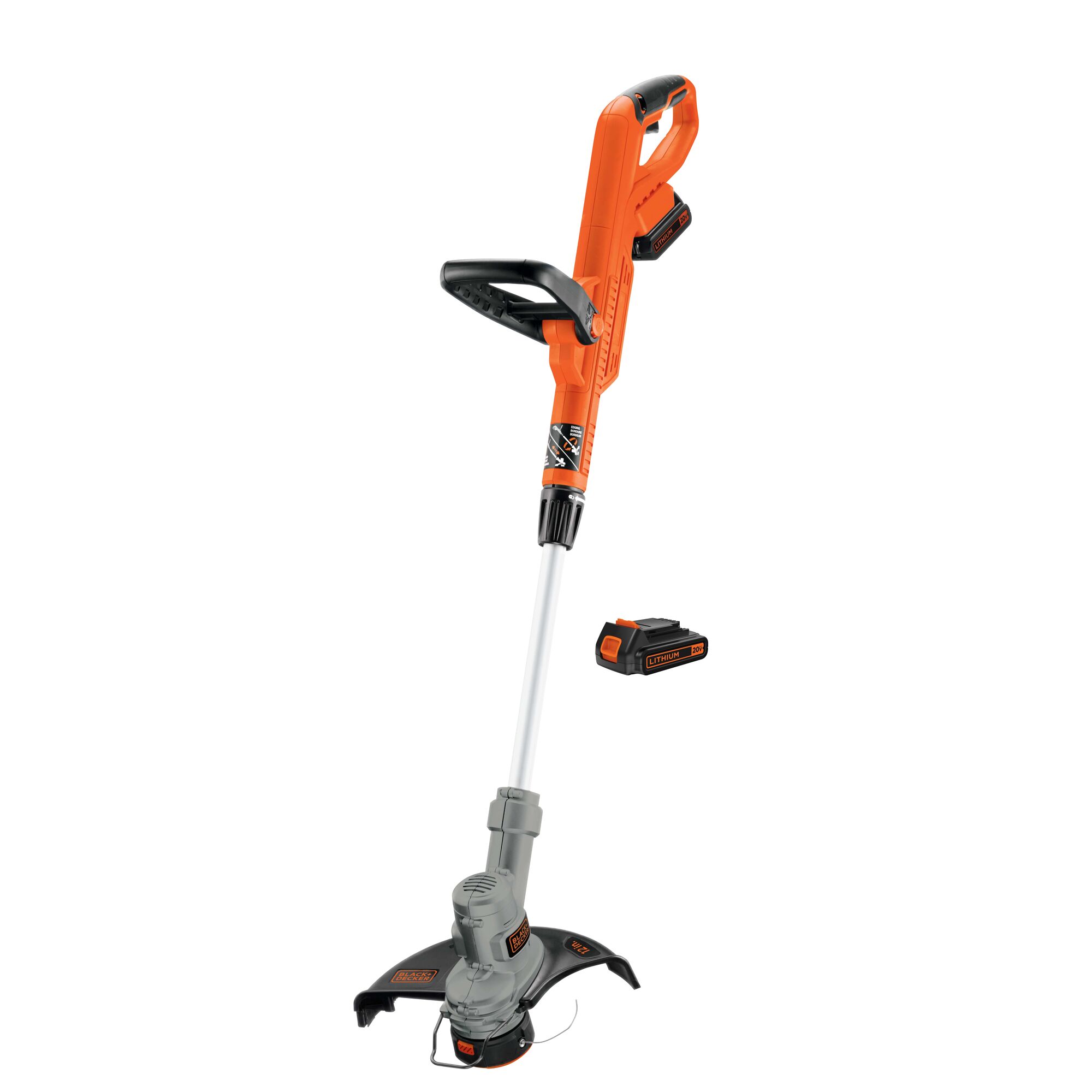 Profile of 20V Max Lithium Trimmer/Edger, 12 In. with battery.