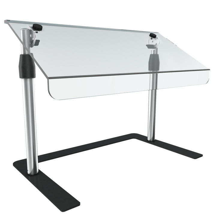 24-inch-wide mobile adjustable breath guard with angled acrylic panel