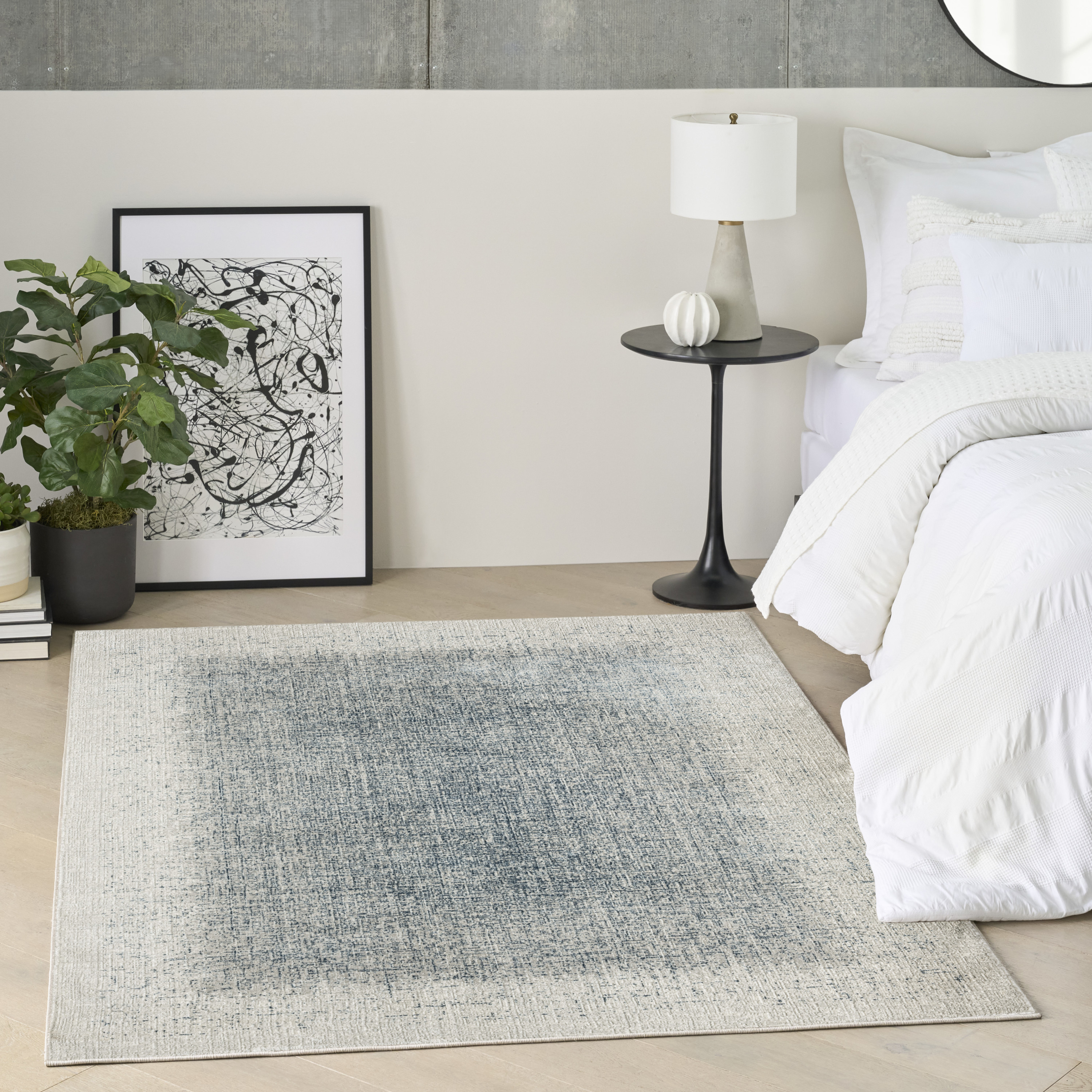 DKNY Grand Street 3'11" x 5'11" Ivory Blue Modern Indoor Rug