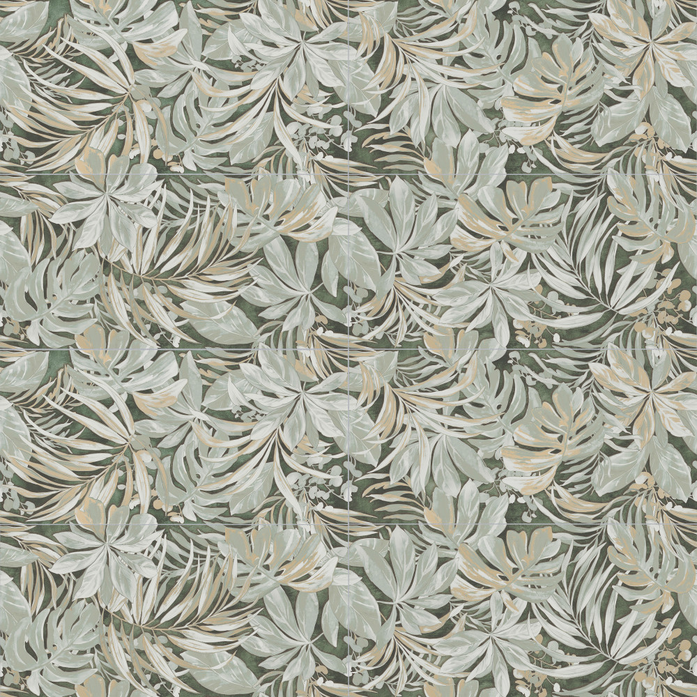 Parete Tropici Green 23.5x47 Rectangle Porcelain Floor and Wall Digital Pattern