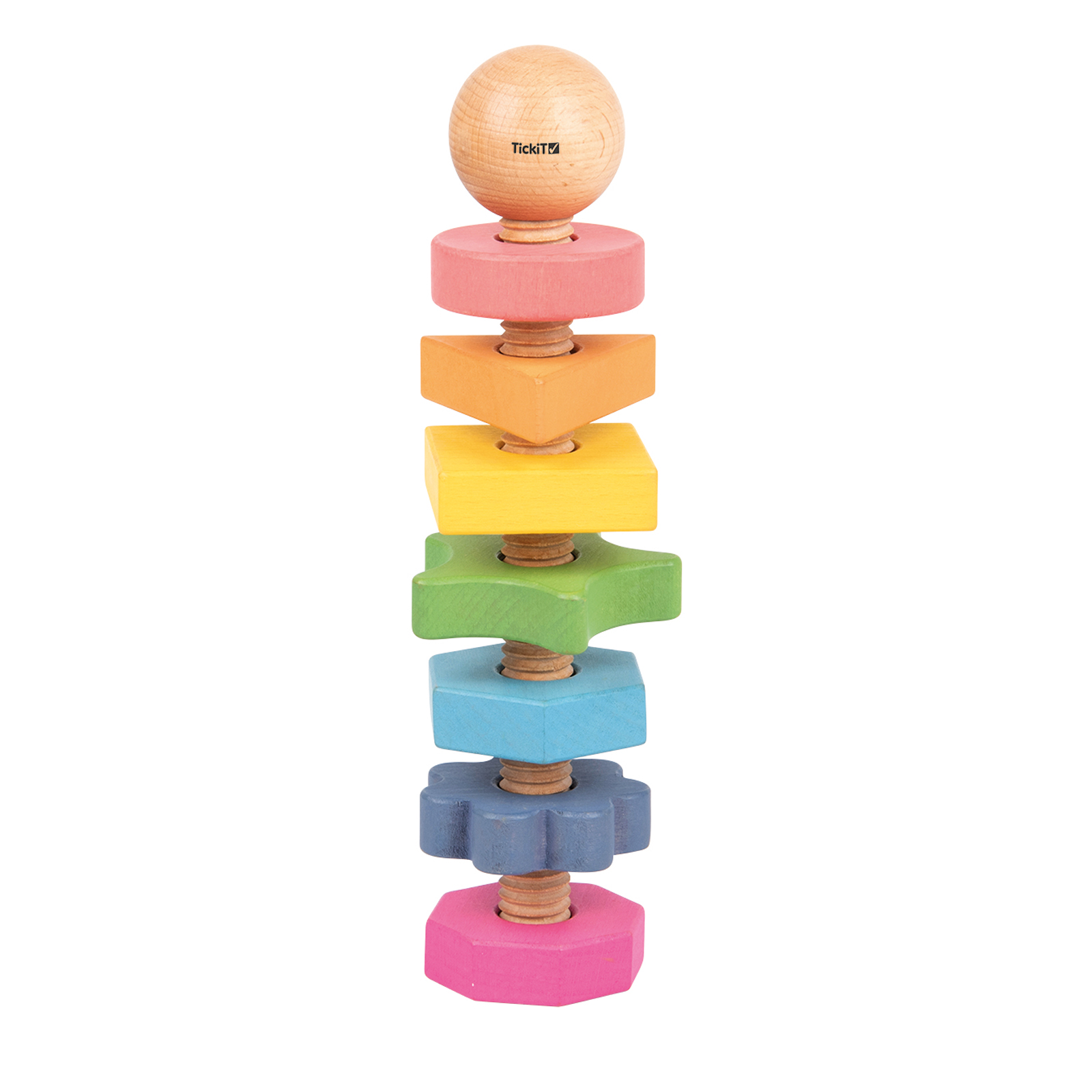 TickiT Rainbow Wooden Shape Twister - 7 Shapes and Colors