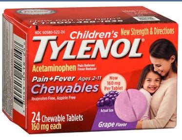 Tylenol® Children's Pain + Fever Acetaminophen 160 mg Chewable Tablets Grape
