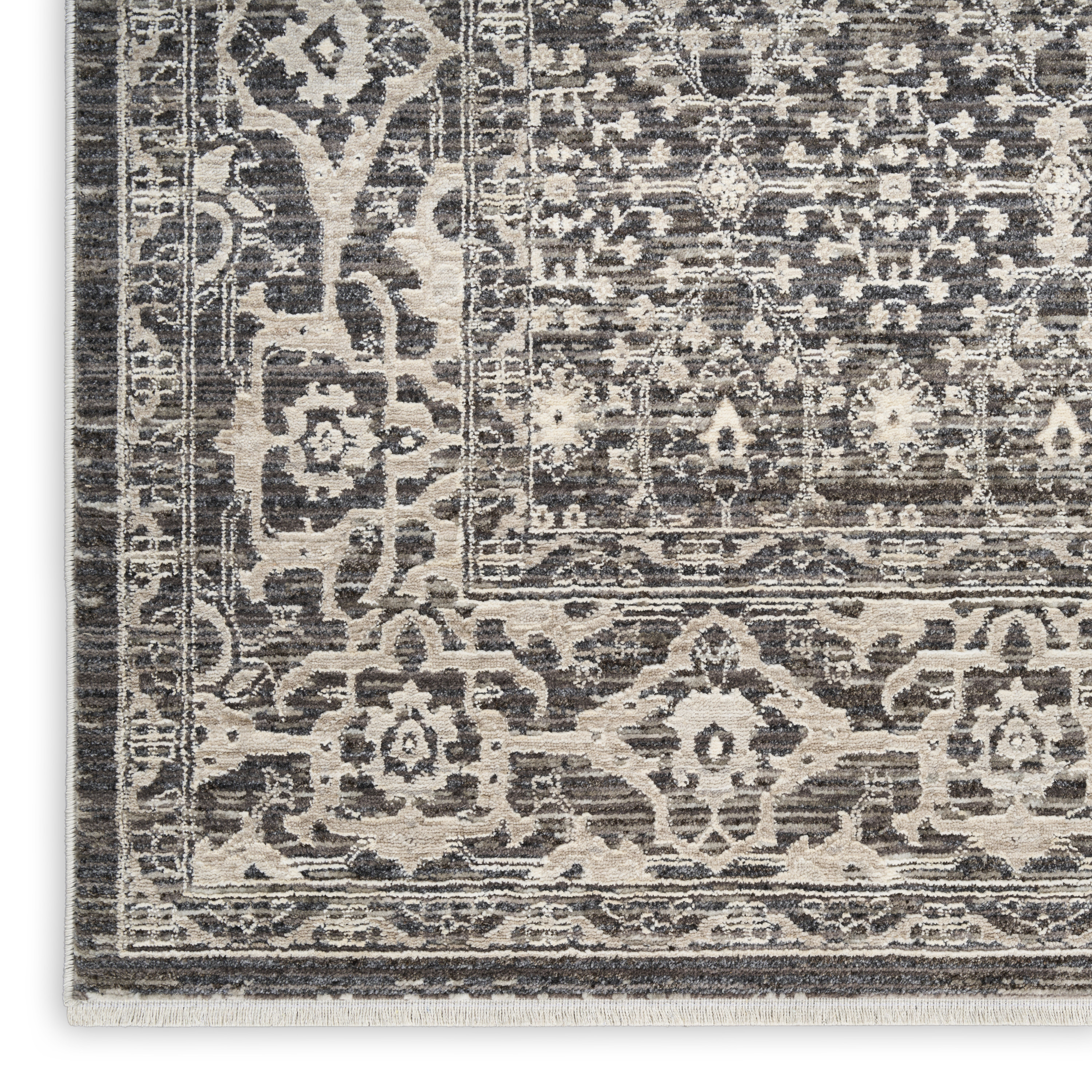 Nourison Shadows 7'10" x 9'10" Charcoal Ivory Vintage Indoor Rug