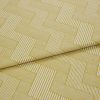 Folded mustard-yellow woven fabric with white narrow-striped, interlocking rectangular (herringbone-like) pattern â€” folded once â€” shown close-up on a flat surface under soft, neutral studio lighting.
