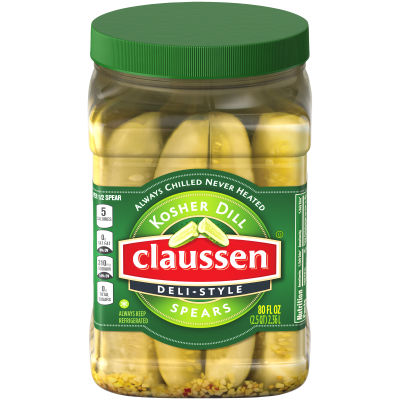 Claussen Kosher Dill Deli-Style Pickle Spears, 80 fl oz Container