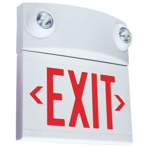 Emergency Lighting-Exit Combinations, Thermoplastic, LED, 120/277Vac,White HousingWith Red Letters, 5W
