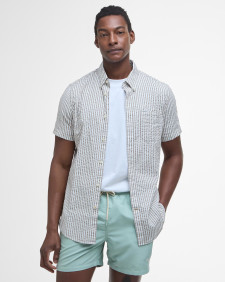 Cresswell Seersucker Regular Short-Sleeved Shirt Stone