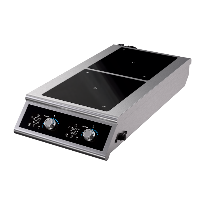 208- to 240-volt 2900-watt front-to-back dual countertop induction range with temperature control probe and programs