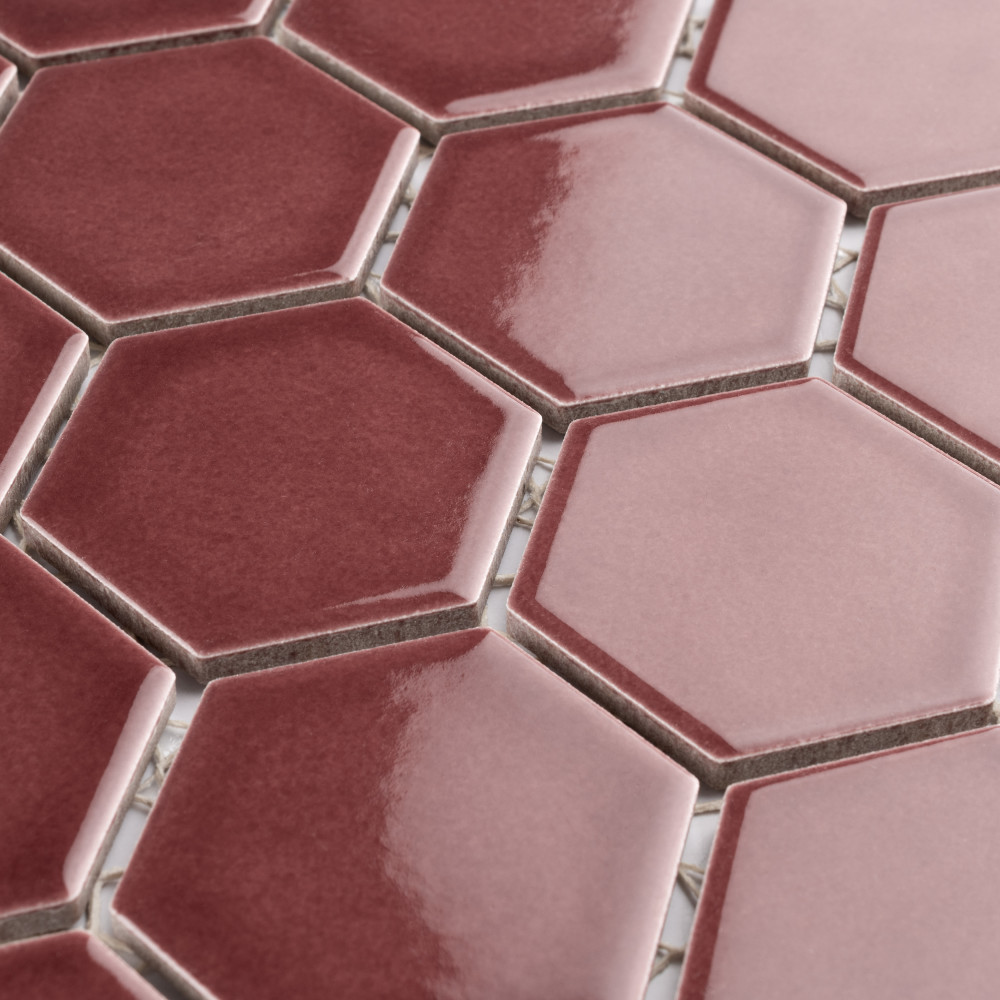 Tribeca 2″ Hex Glossy Rusty Red 11-1/8 in. x 12-5/8 in. Porcelain Mosaic Tile