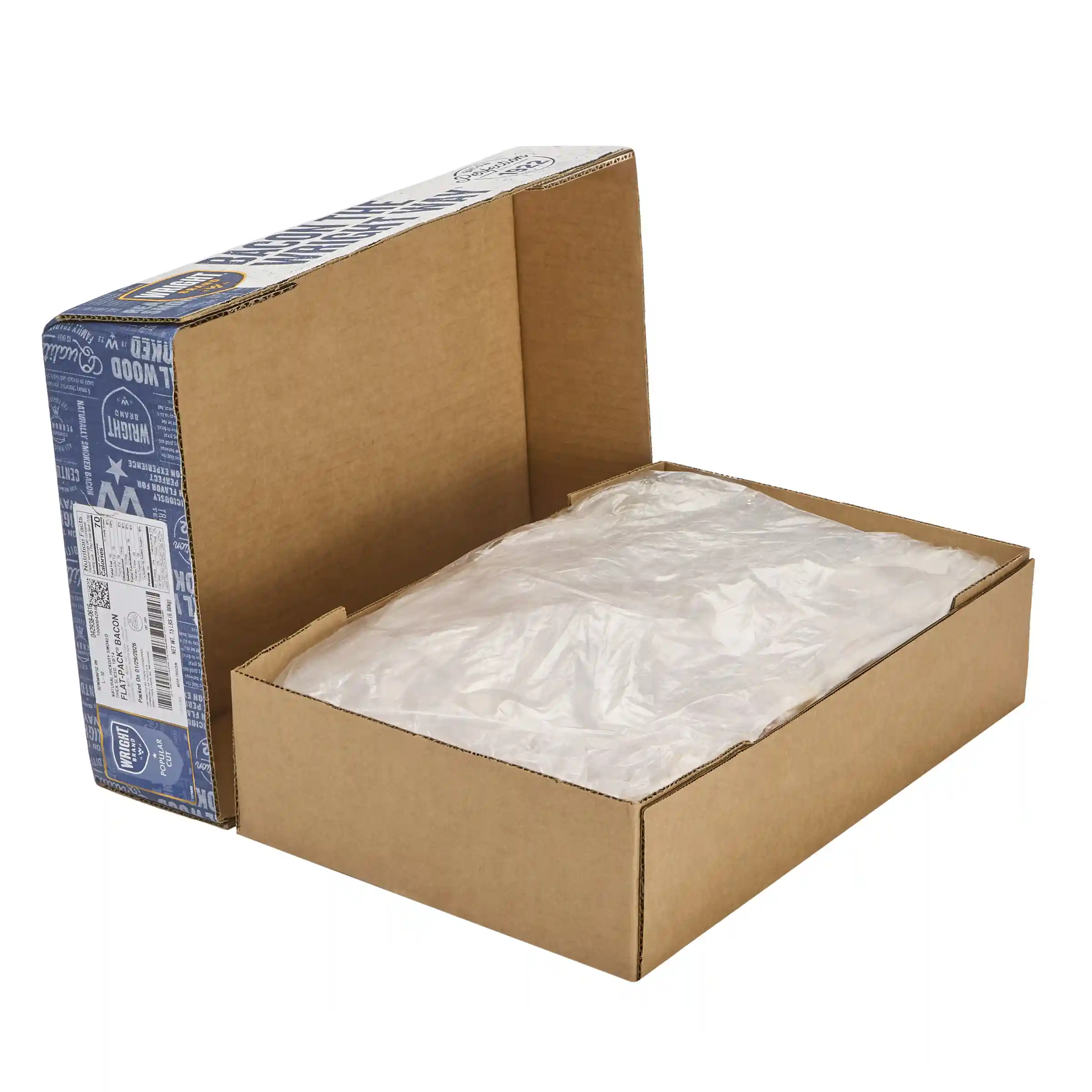 Wright® Brand Naturally Hickory Smoked Thick Flat-Pack® Sliced Bacon, 10-14 Slices per Pound_image_4