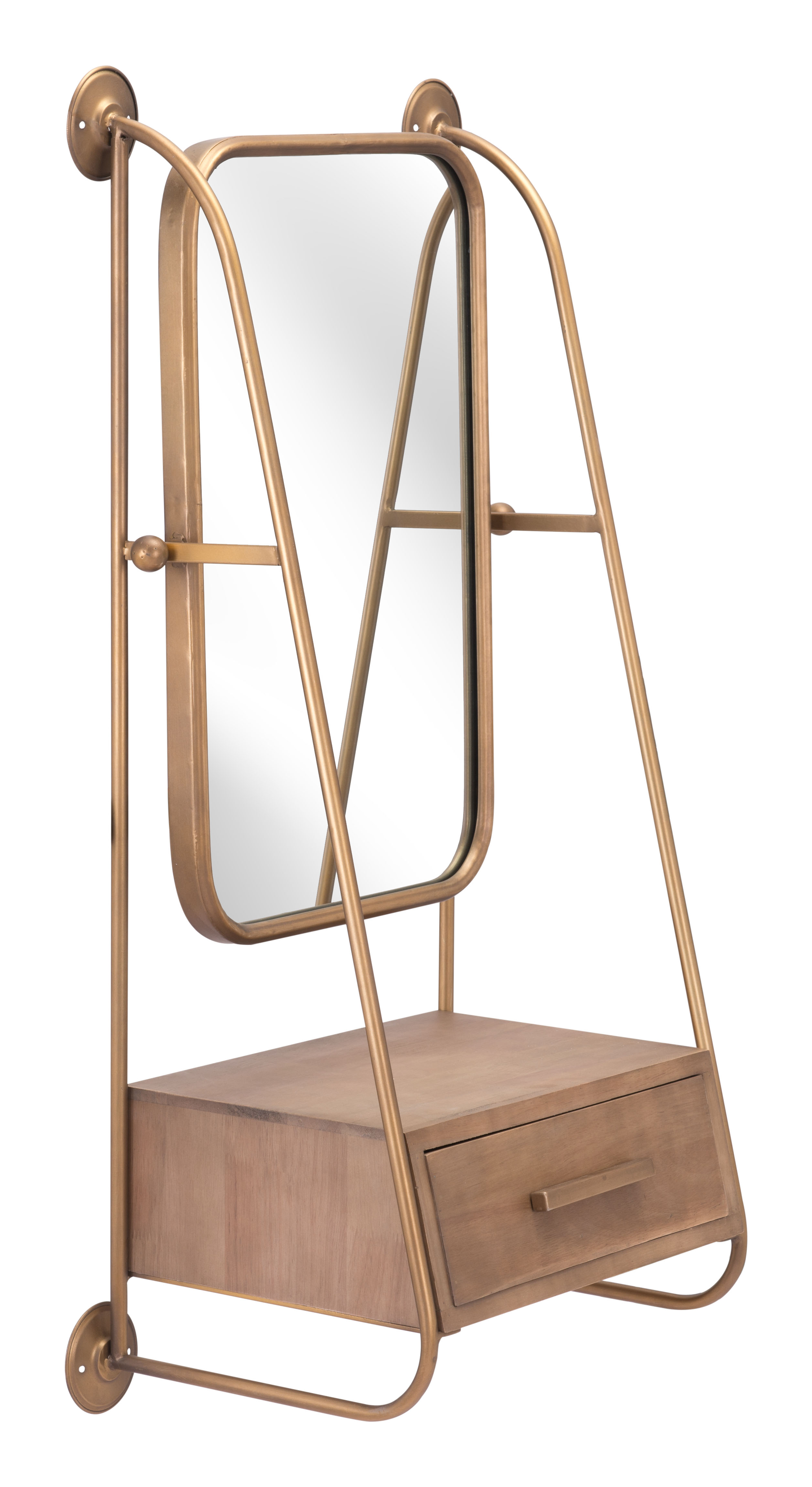 Peralta Mirror Shelf Brass & Brown product image