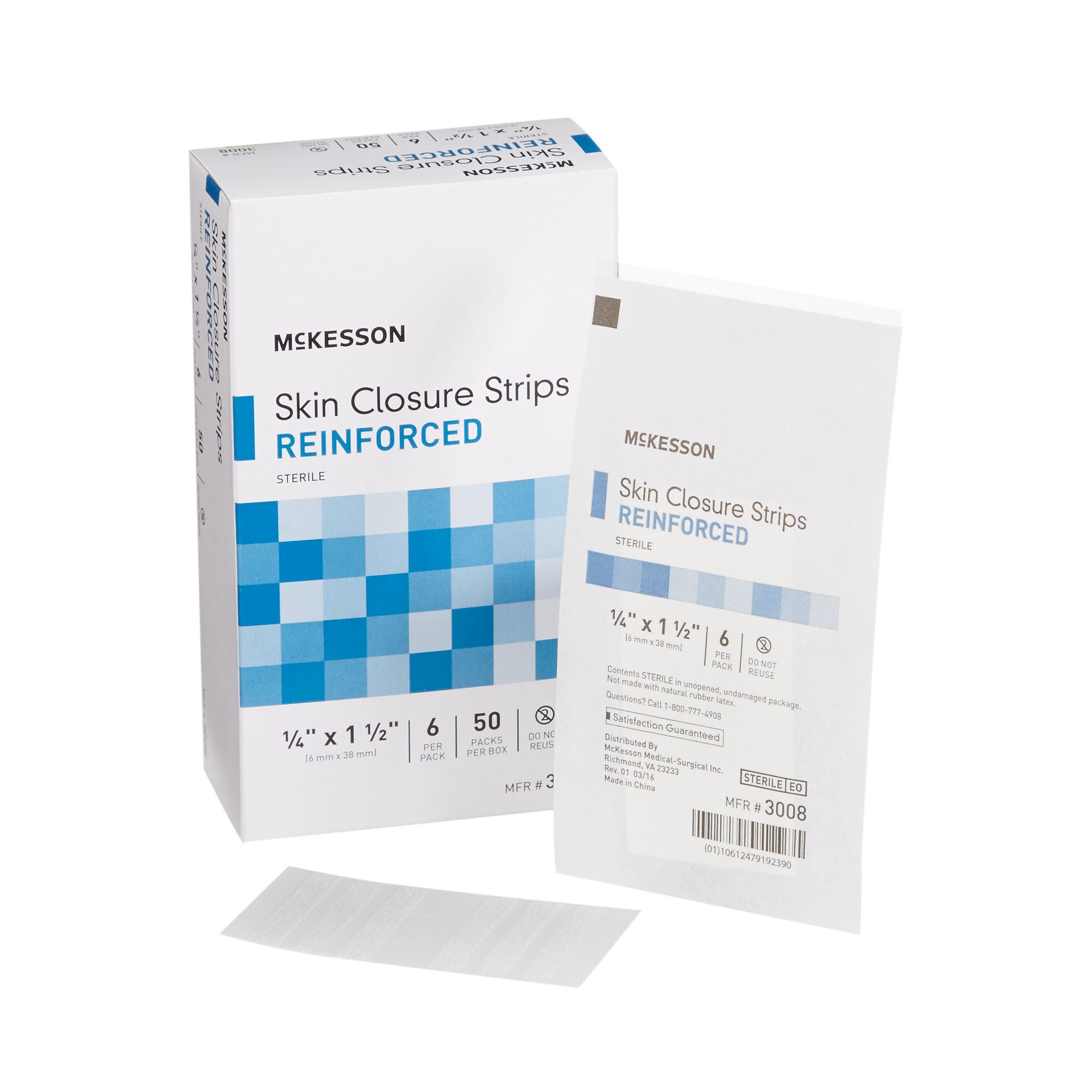 McKesson Skin Closure Reinforced Strip, 0.25 x 1.5 Inch