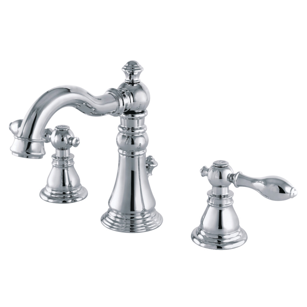 Two-Handle 3-Hole Deck Mount Widespread Bathroom Faucet with Pop-Up Drain, Polished Chrome with 4 Finish Options