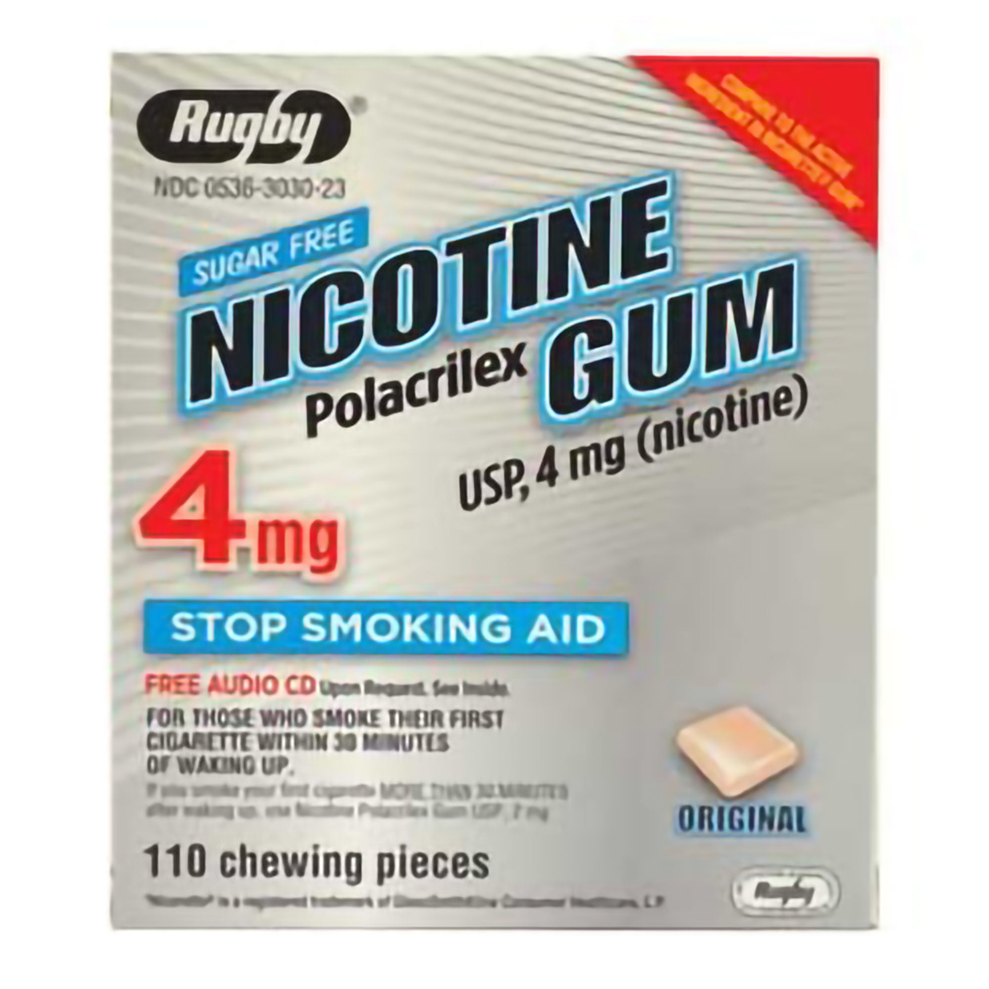 Rugby® Sugar-Free Nicotine Gum 4 mg Nicotine Stop Smoking Aid, Original Flavor