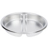 4-quart divided two-compartment round stainless steel pan